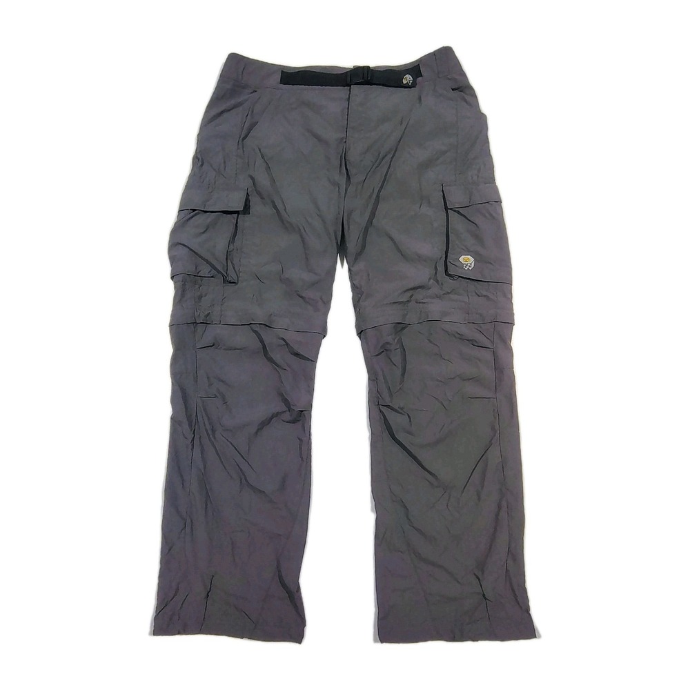 Mountain Hardwear Mens Large Belted Hiking Pants Convertible Gray Cargo Shorts